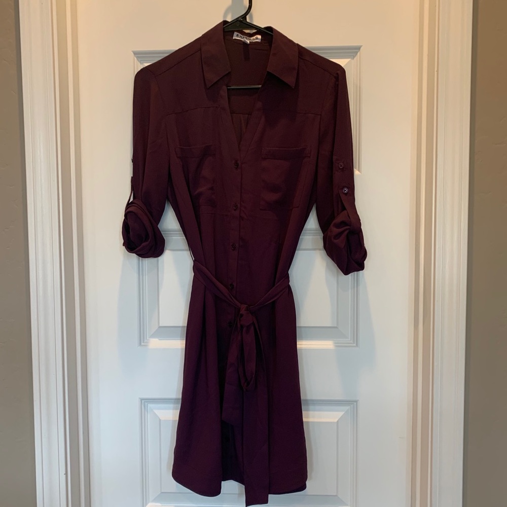Express Maroon Shirt Dress